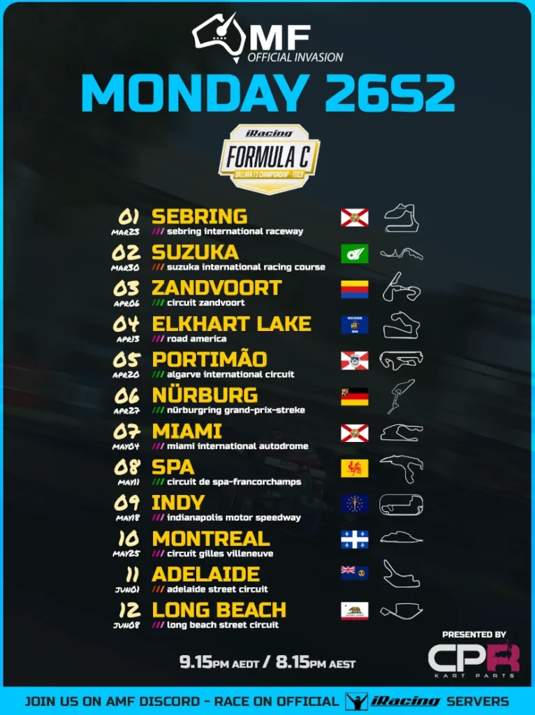 AMF iRacing Formula 3 Season 2 2026 Poster