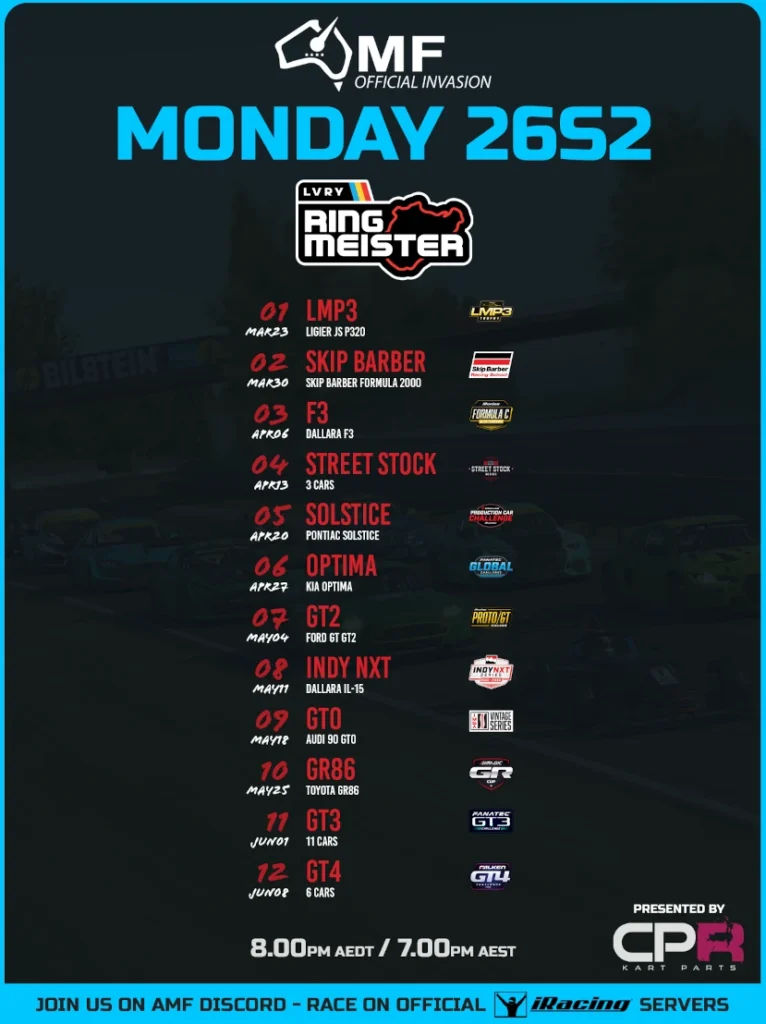 AMF iRacing Ring Meister Season 2 2026 Poster