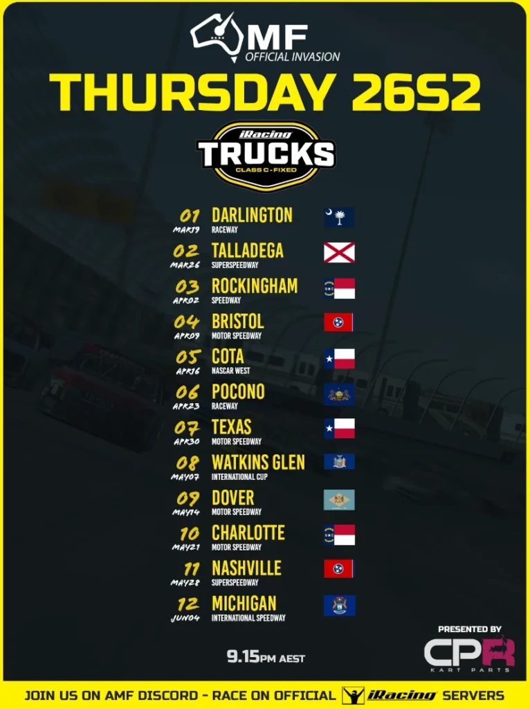 AMF iRacing Trucks Season 2 2026 Poster
