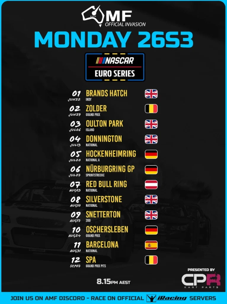 AMF iRacing NASCAR Euro Series Season 3 2026 Poster