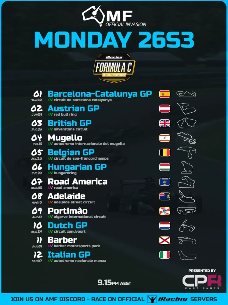 AMF iRacing Formula 3 Season 3 2026 Poster