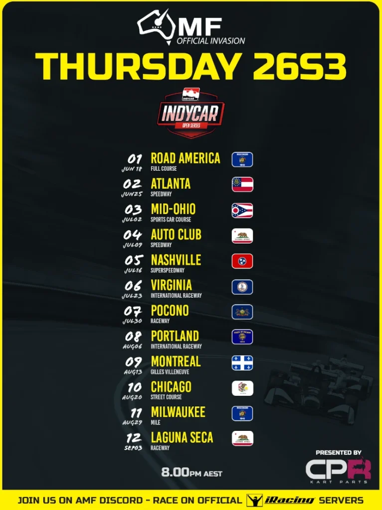 AMF Thursdays Indycar 2026 Season 3 Poster