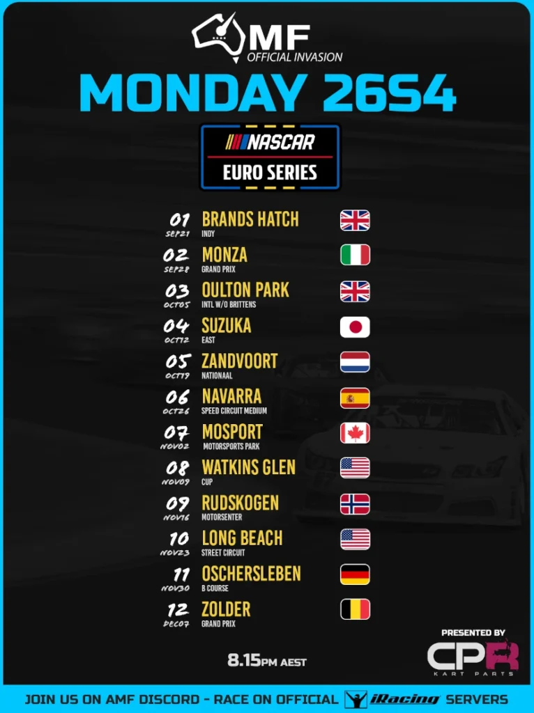 AMF iRacing NASCAR Euro Series Season 4 2026 Poster